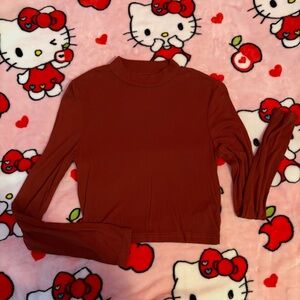 SHEIN Burgundy High Neck Crop Top